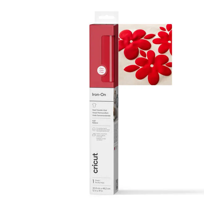 Cricut Puff Iron-On - heat transfer vinyl roll, Red, 30x48cm