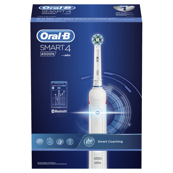 BRAUN S&Auml;HK&Ouml;HAMMASHARJA ORAL-B SMART4000N. Litiumi-akulla ja Premium laturilla. 3D-teknologia, 8 800 v&auml;r&auml;hdyst&auml;, 40 000 syk&auml;hdyst&auml;, Ammattimainen ajastin, N&auml;kyv&auml;