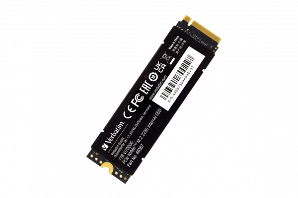 Verbatim Vi7000G 1 Tt:n SSD-levy (musta, PCIe 4.0 x4, NVMe, M.2 2280, jäähdytyselementti)