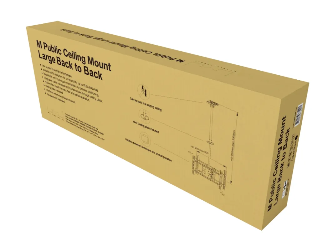 Multibrackets M Public Ceilingmount Large Back to Back - Ceiling mount tuotteelle 2 LCD-n&auml;ytt&ouml;&auml; - ter&auml;s - musta -n&auml;yt&ouml;n koko: 55"-70"