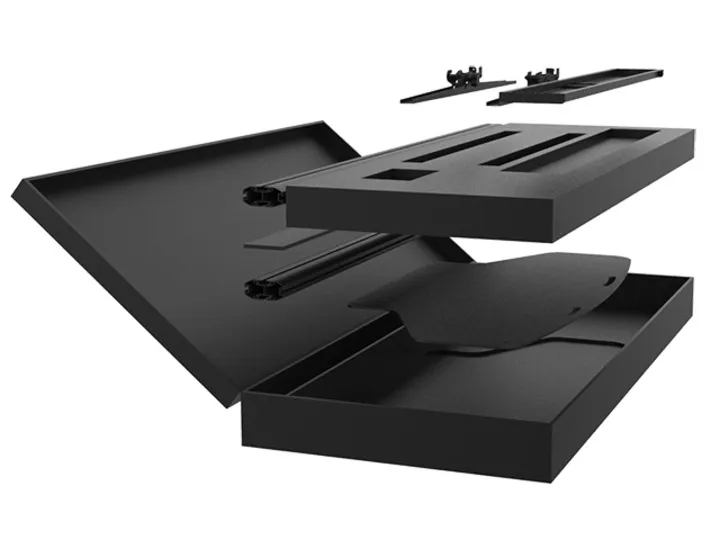 Multibrackets M Display Stand 180 Dual Pillar Flight Case - Teline tuotteelle LCD nestekiden&auml;ytt&ouml; / plasma TV - alumiini, ter&auml;s - musta -n&auml;yt&ouml;n koko: 70"-110" -