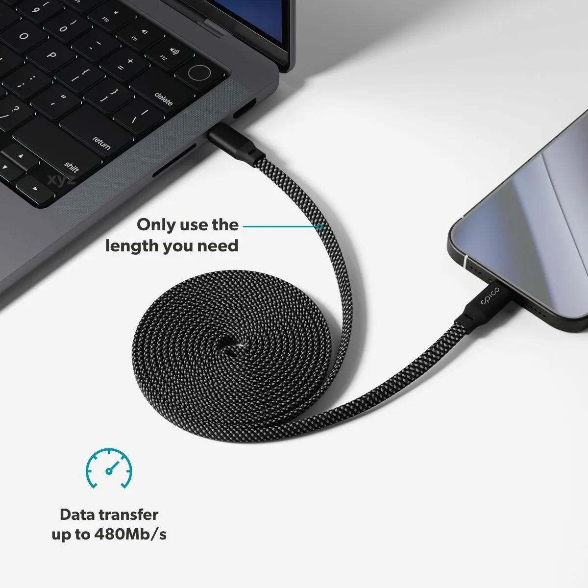 EPICO UltraLink Magnetic USB-C cable, 240W, 1.5 m, Black