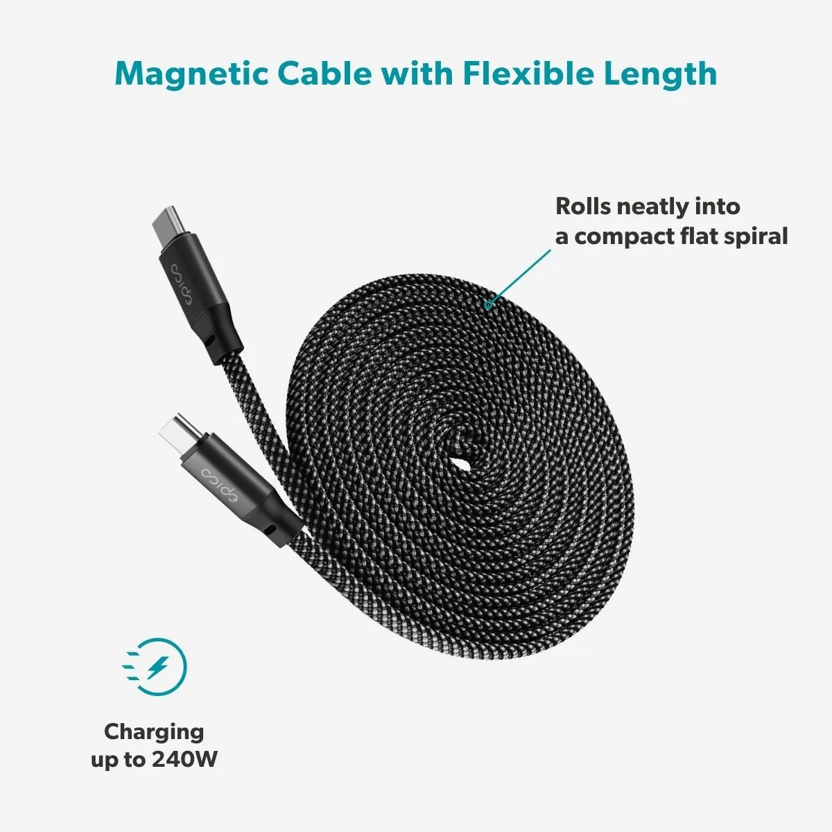EPICO UltraLink Magnetic USB-C cable, 240W, 1.5 m, Black