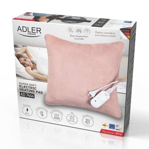 Adler AD 7444 S&auml;hk&ouml;inen l&auml;mp&ouml;tyyny 38 x 38 cm 80 W Vaaleanpunainen