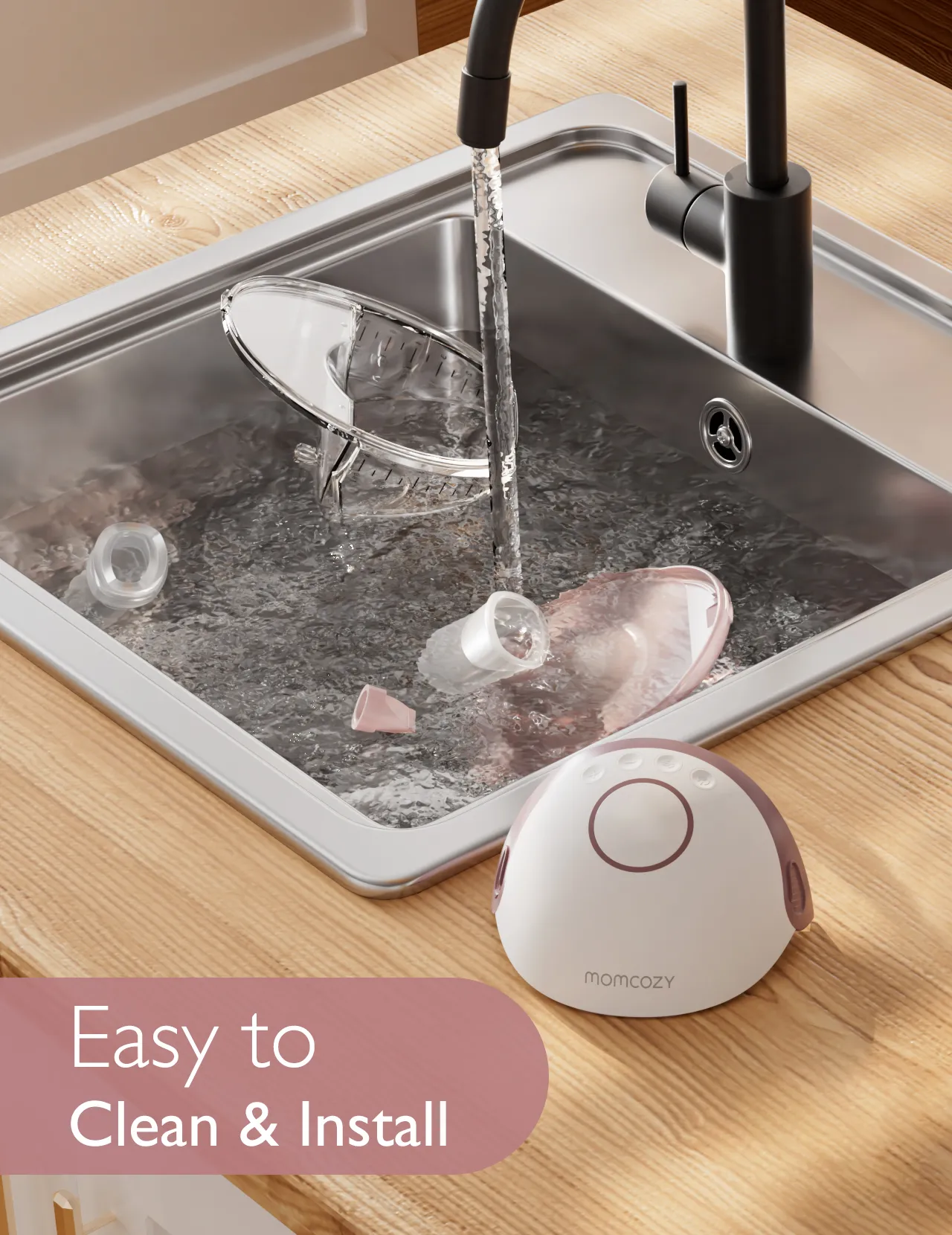 MOMCOZY M6 Mobile Style dubbel elektrisk br&ouml;stpump, hands-free, rosa