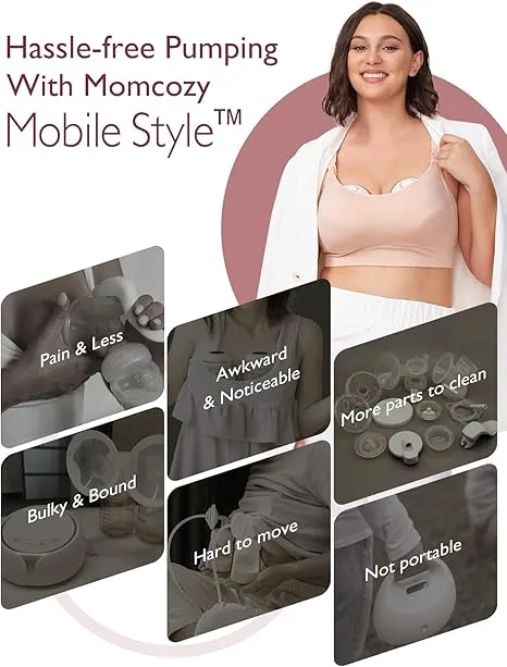 MOMCOZY M6 Mobile Style dubbel elektrisk br&ouml;stpump, hands-free, rosa