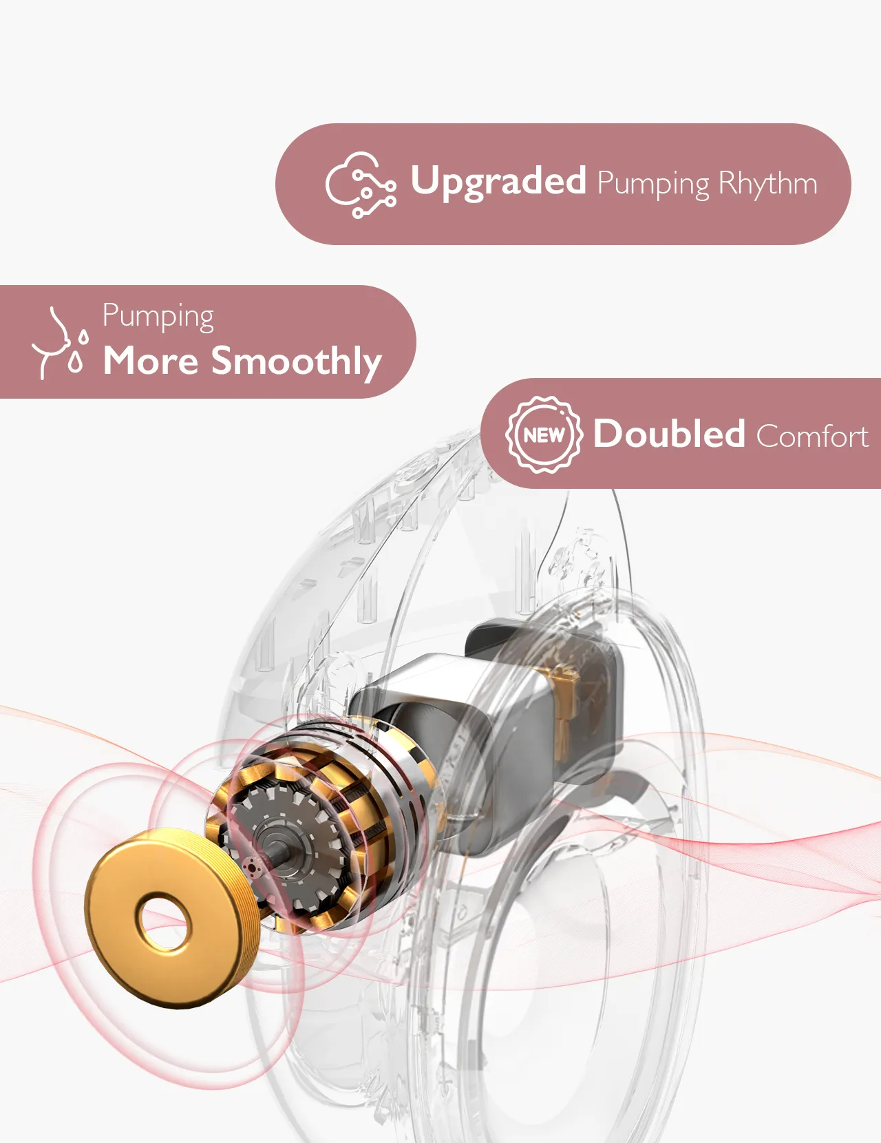 MOMCOZY M6 Mobile Style dubbel elektrisk br&ouml;stpump, hands-free, rosa