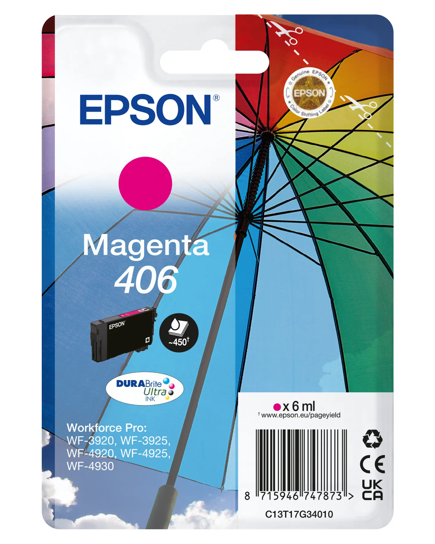 Epson 406 DURABrite Ultra -mustekasetti, 6 ml, magenta