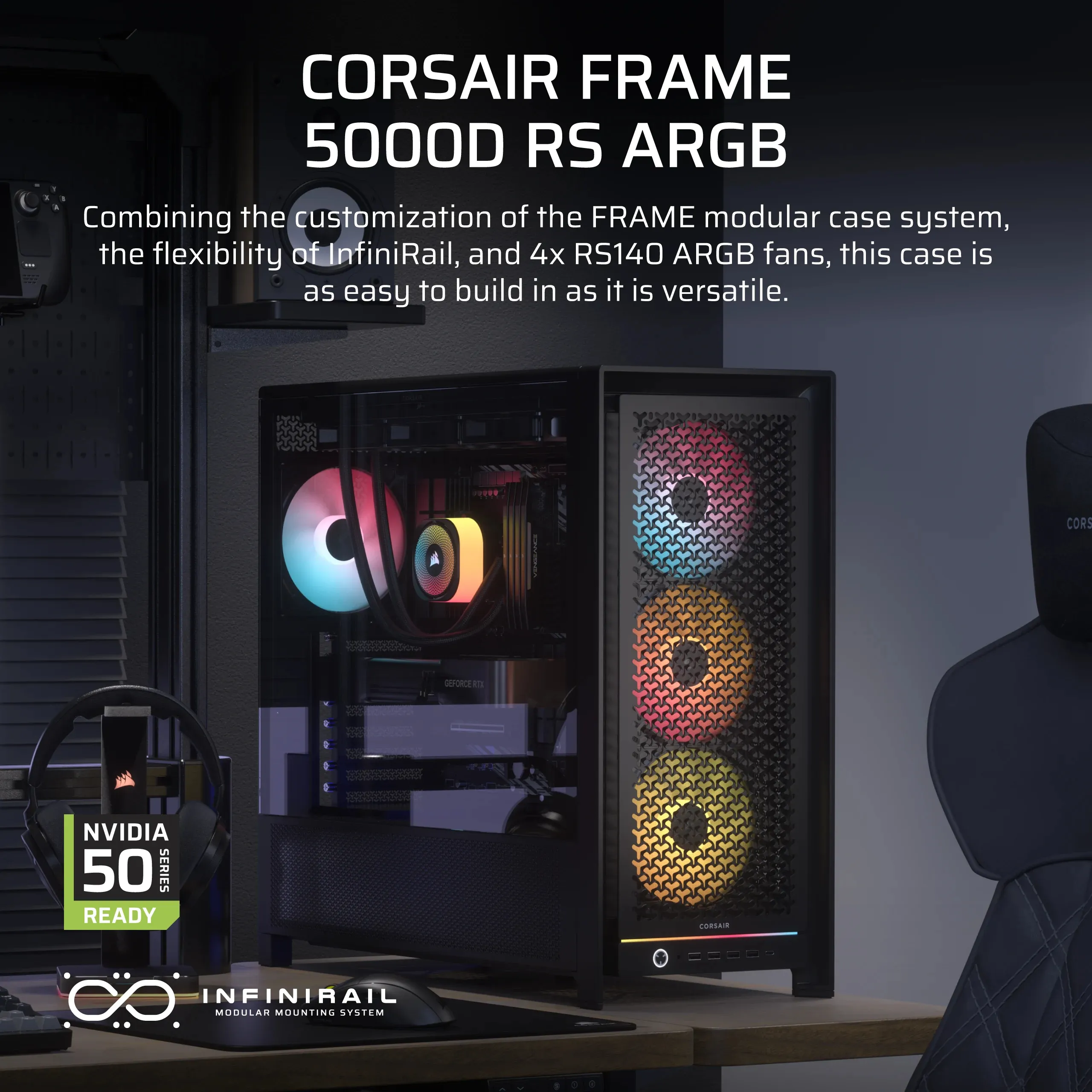 Corsair FRAME 5000D RS ARGB - Mid Tower case, Black