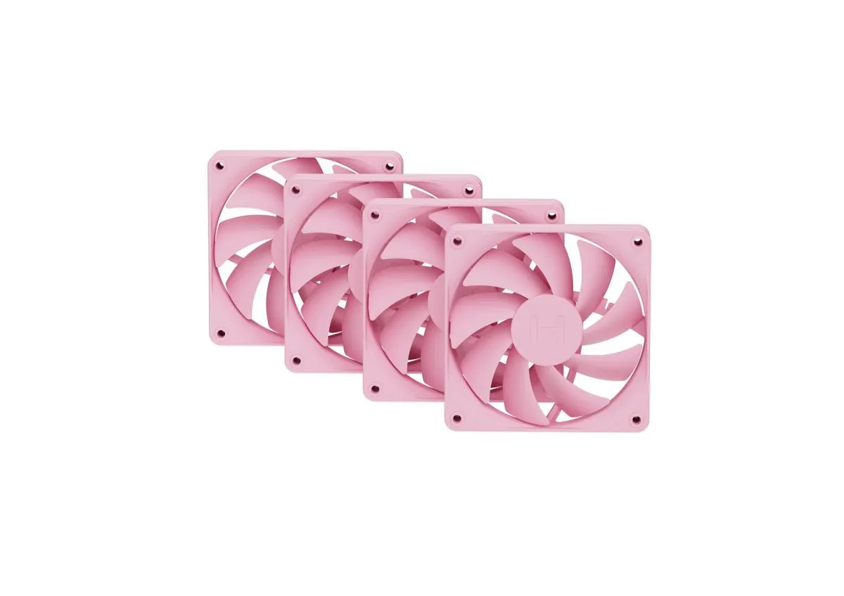 HYTE FA12 PWM Fan Kit, Fluid Dynamic Bearing, 120mm, 4-pack, Strawberry Milk