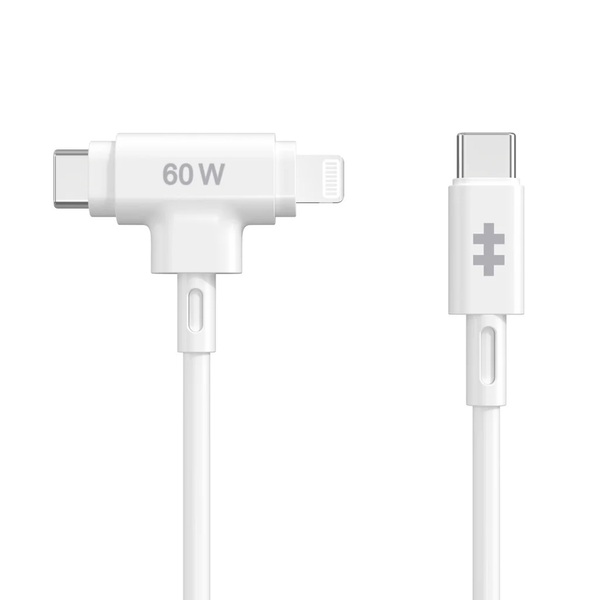 Hyper HyperJuice Silicone USB-C - USB-C ja Lightning Hybrid 60W -kaapeli 1.5m