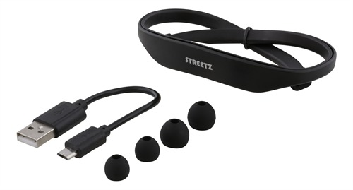 STREETZ Bluetooth-urheilu kuulokkeet, mic, Bluetooth 4.1, IP57, musta