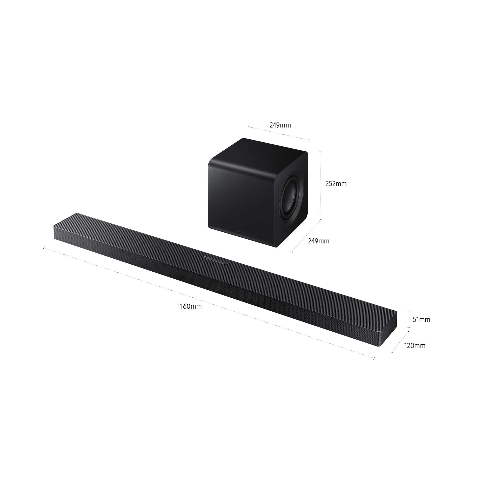 Samsung HW-QS700F/ZF 3.1.2 Dolby Atmos Soundbar system, with wireless subwoofer, Titan Black
