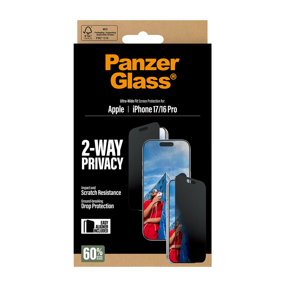 Panzerglass iPhone 17 / 16 Pro 2-Way Privacy - screen protector, Ultra Wide Fit
