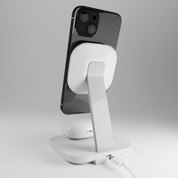 PURO Magnetic Wireless Charging Station 2in1, Qi2, white