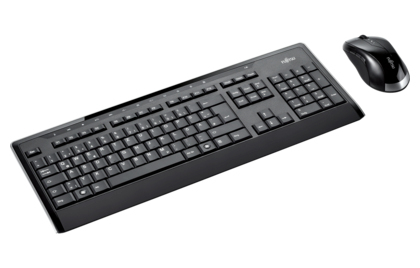 FUJITSU Wireless Keyboard Set LX901 Nordic 128AES bit-encryption spill-proof micro receiver programmable mouse CD manual batteries