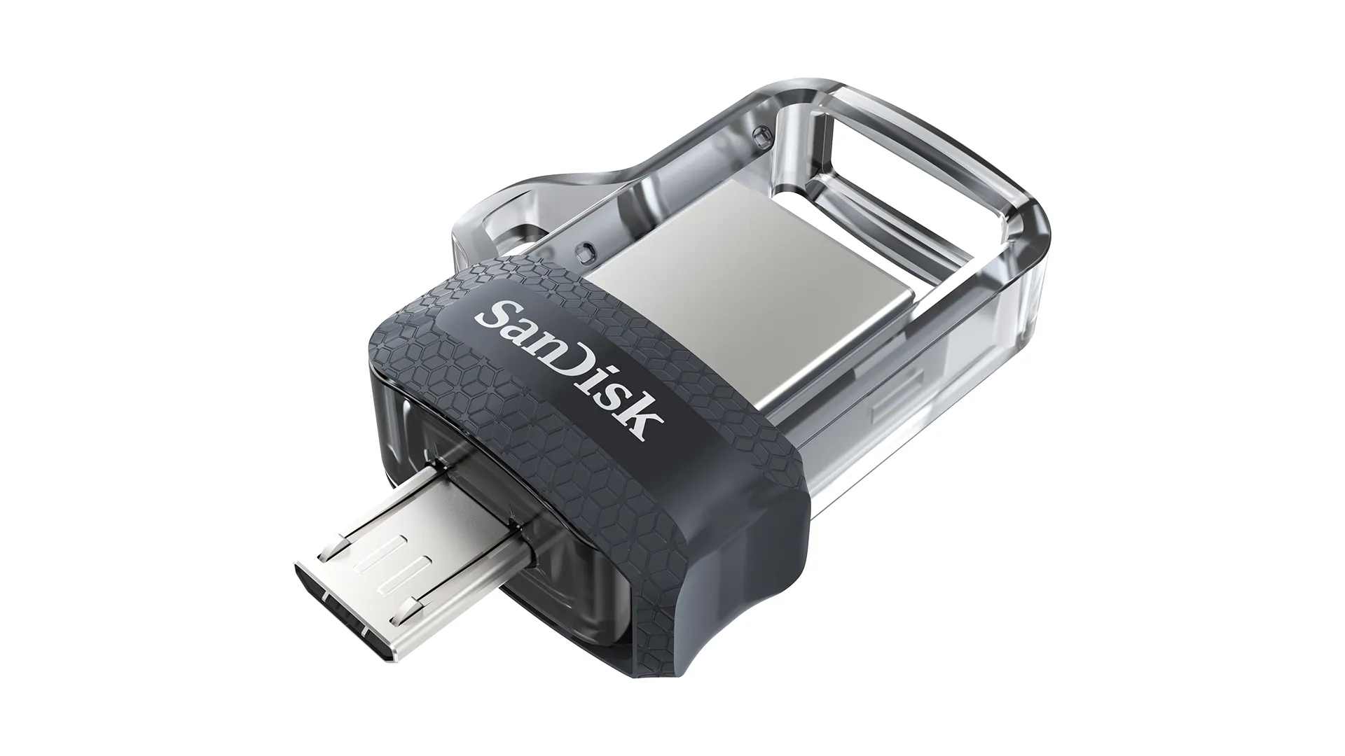 SanDisk 256 Gt Ultra Dual Drive m3.0  -muistitikku, Musta/Hopea/Läpinäkyvä
