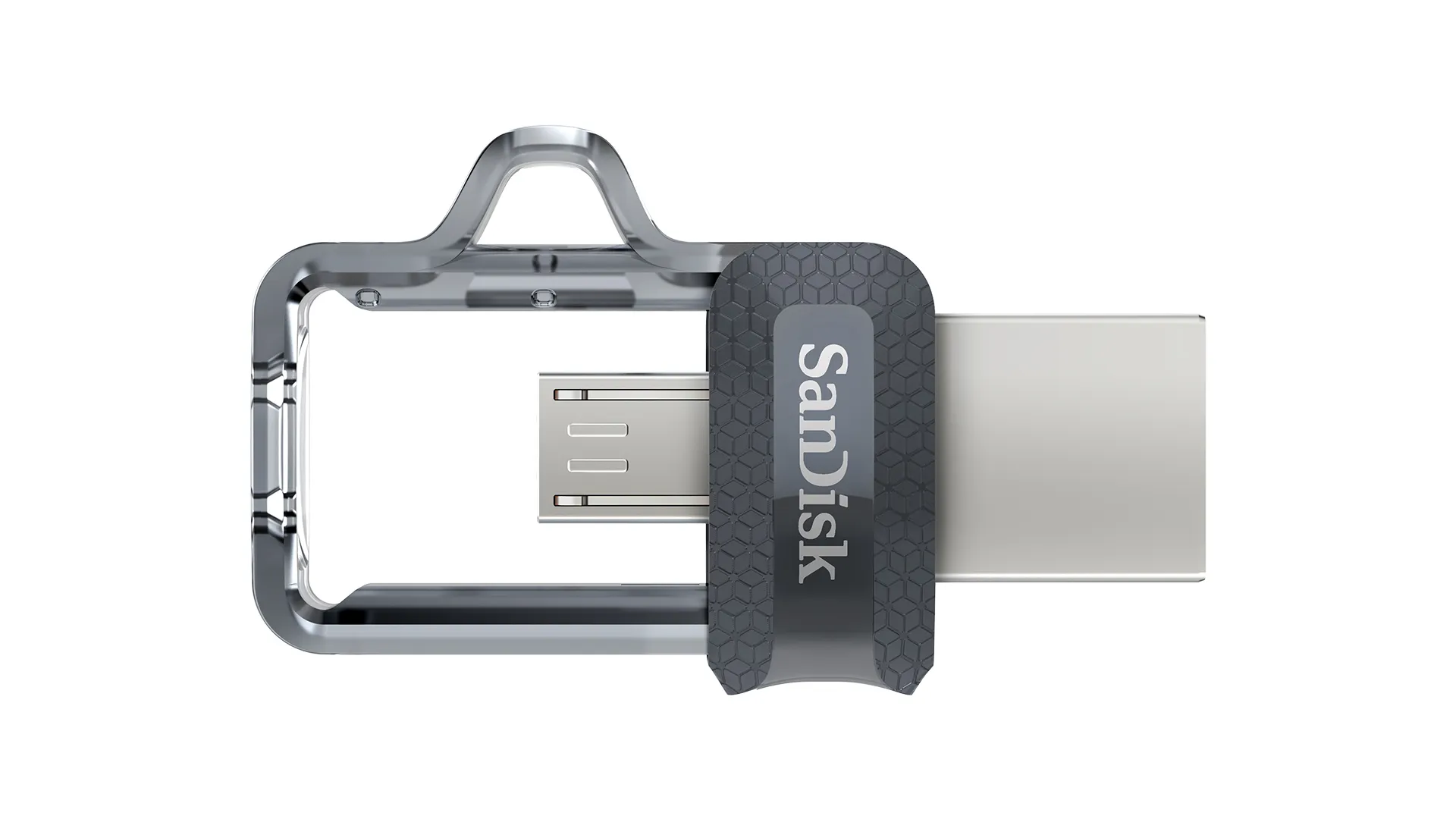 SanDisk 256 Gt Ultra Dual Drive m3.0  -muistitikku, Musta/Hopea/Läpinäkyvä