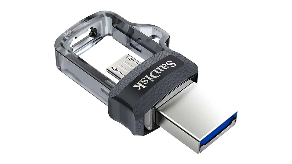 SanDisk 256 Gt Ultra Dual Drive m3.0  -muistitikku, Musta/Hopea/L&auml;pin&auml;kyv&auml;