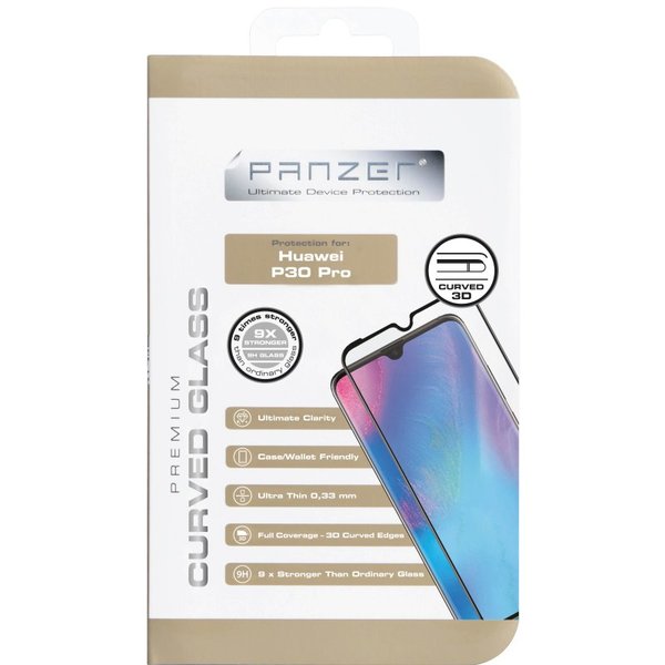 Panzer Huawei P30 Pro, Curved Glass, Black