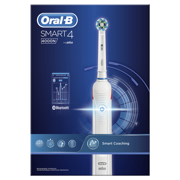 BRAUN S&Auml;HK&Ouml;HAMMASHARJA ORAL-B SMART4000N. Litiumi-akulla ja Premium laturilla. 3D-teknologia, 8 800 v&auml;r&auml;hdyst&auml;, 40 000 syk&auml;hdyst&auml;, Ammattimainen ajastin, N&auml;kyv&auml;