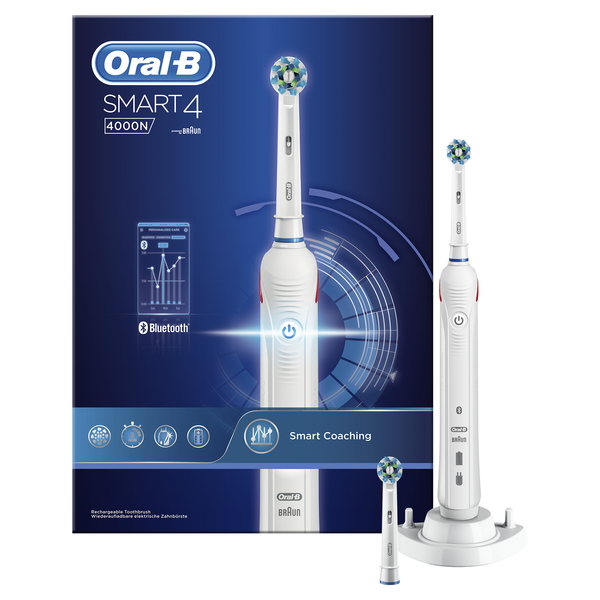 BRAUN S&Auml;HK&Ouml;HAMMASHARJA ORAL-B SMART4000N. Litiumi-akulla ja Premium laturilla. 3D-teknologia, 8 800 v&auml;r&auml;hdyst&auml;, 40 000 syk&auml;hdyst&auml;, Ammattimainen ajastin, N&auml;kyv&auml;