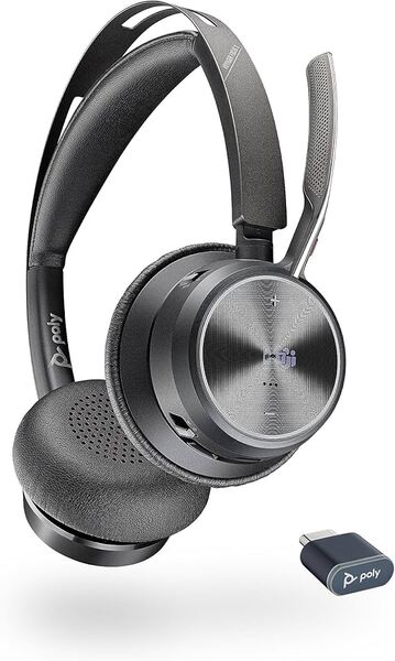 HP Poly Voyager Focus 2 Wireless Headset with USB-C adapter, Black
