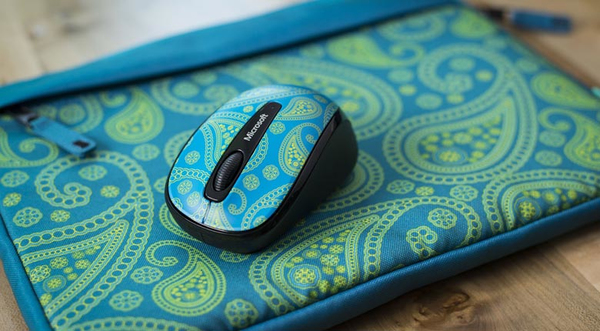 Microsoft Wireless Mobile Mouse 3500 - tr&aring;dl&ouml;s mus, Aqua Paisley