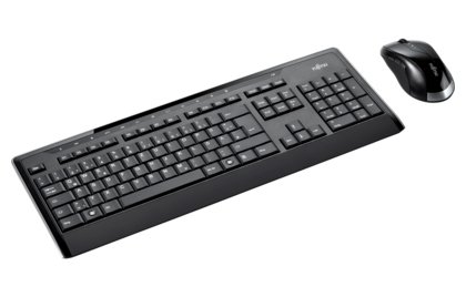 FUJITSU Wireless Keyboard Set LX901 Nordic 128AES bit-encryption spill-proof micro receiver programmable mouse CD manual batteries