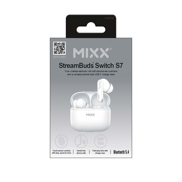 MIXX StreamBuds Switch S7 -langattomat nappikuulokkeet, valkoinen