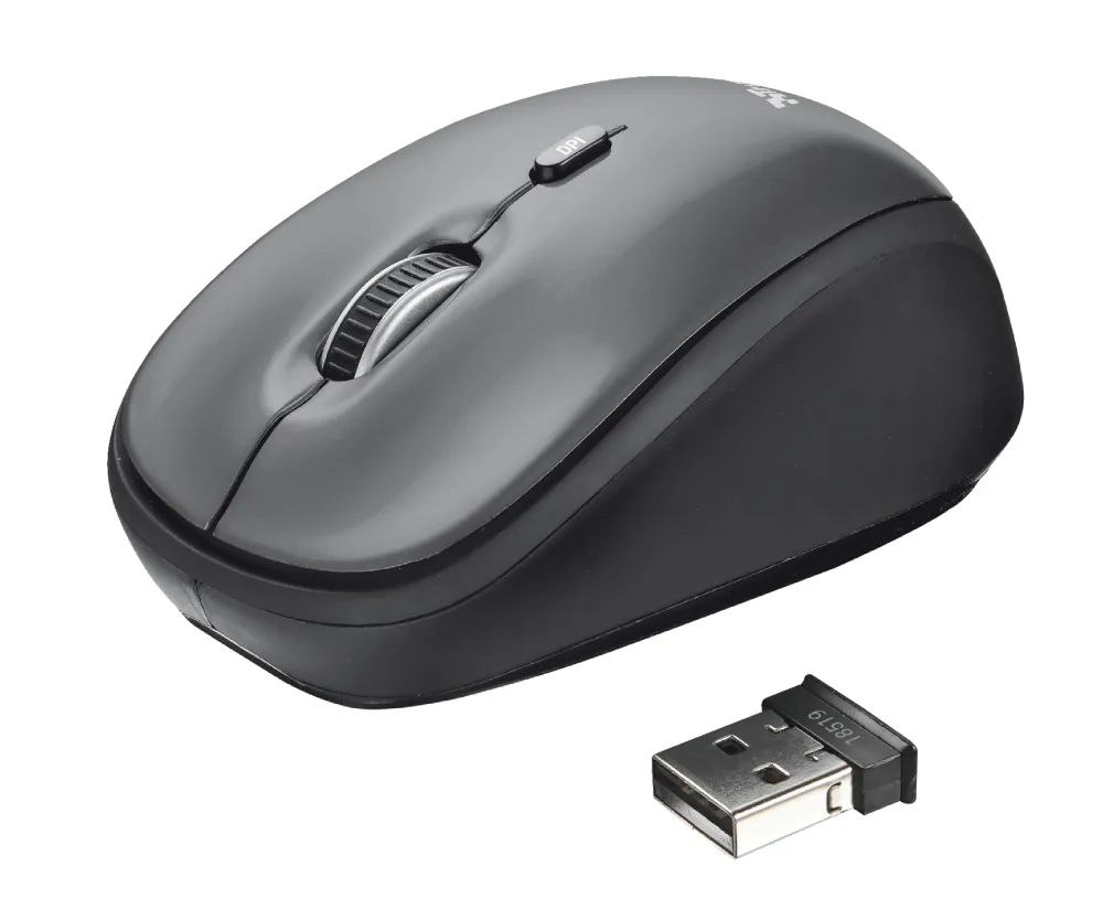 Trust Yvi Wireless Mouse, Pienikokoinen, langaton, käteen sopiva, optinen hiiri - musta
