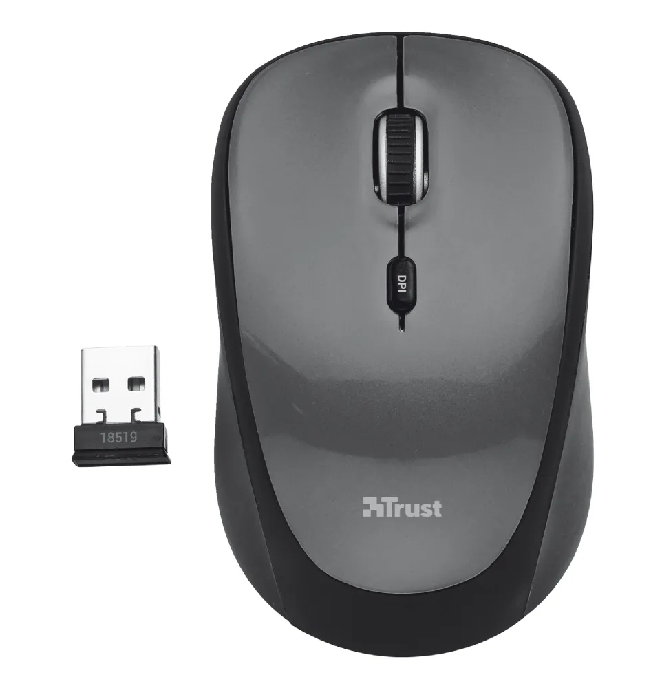 Trust Yvi Wireless Mouse, Pienikokoinen, langaton, käteen sopiva, optinen hiiri - musta