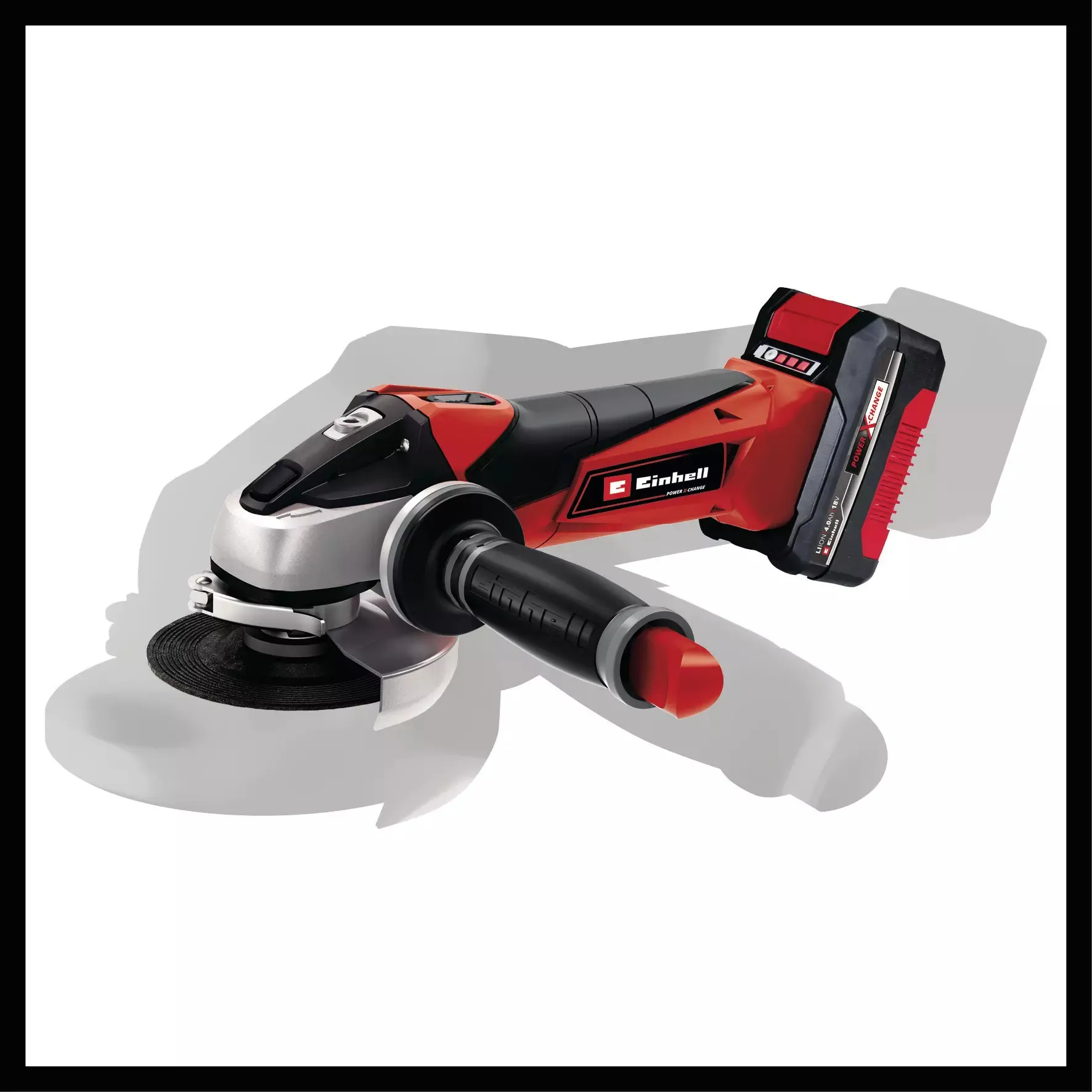Einhell cordless angle grinder TC-AG 18/115 Li Kit, 18V (red/black, Li-Ion battery 4.0Ah)