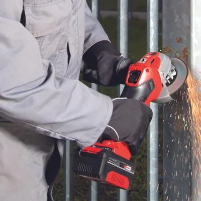 Einhell cordless angle grinder TC-AG 18/115 Li Kit, 18V (red/black, Li-Ion battery 4.0Ah)