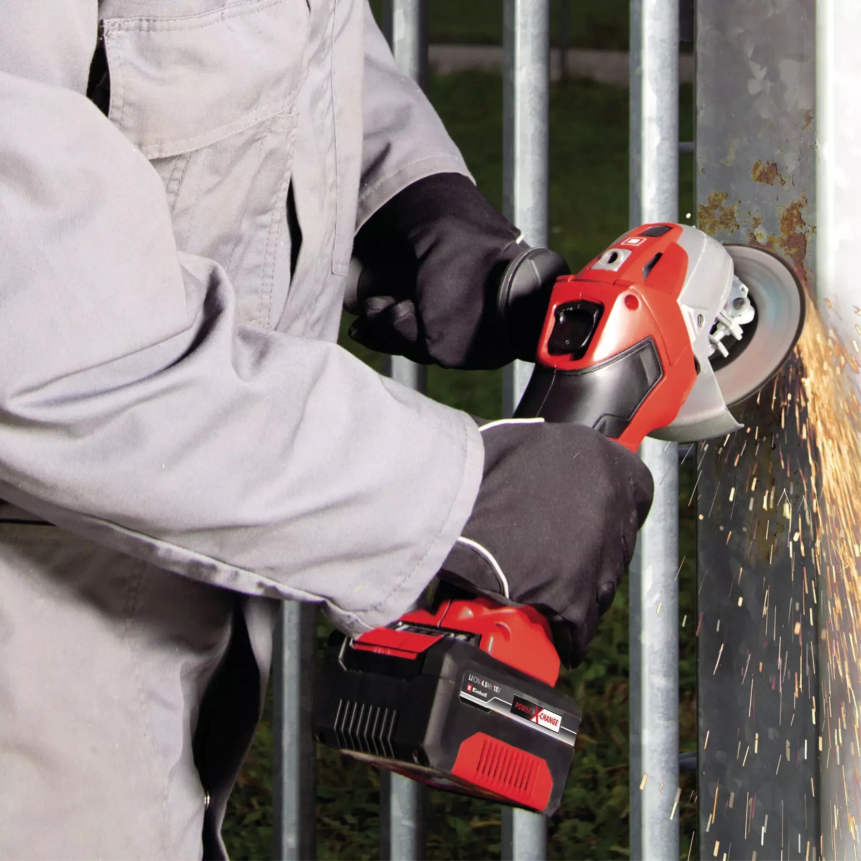 Einhell cordless angle grinder TC-AG 18/115 Li Kit, 18V (red/black, Li-Ion battery 4.0Ah)