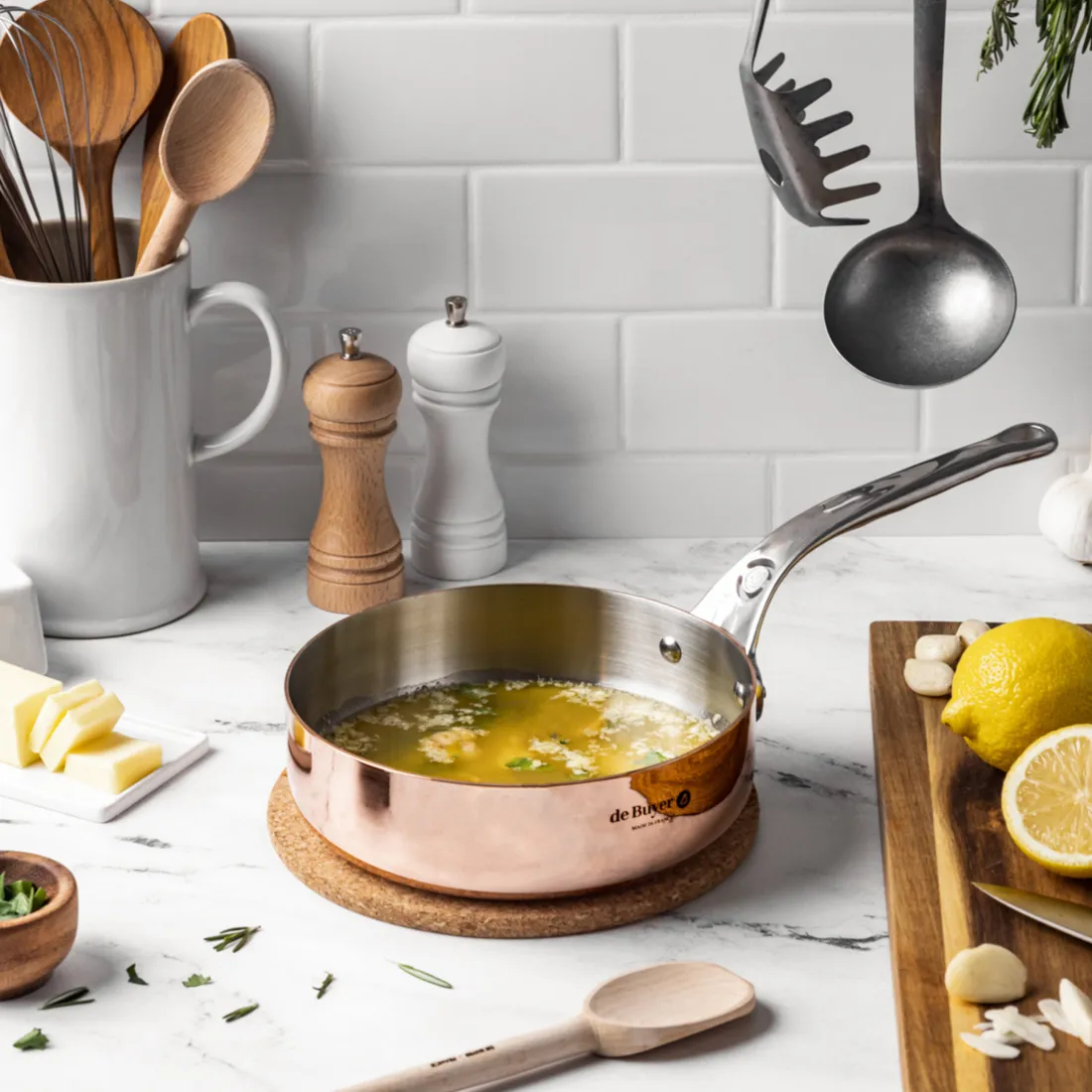 De Buyer Prima Matera Saut&eacute; Pan 20 cm, Copper/Stainless Steel