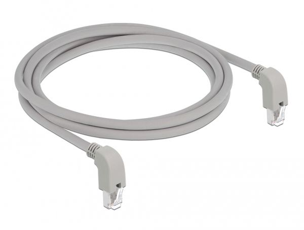 Delock Network cable RJ45 Cat.6A S/FTP downwards / downwards angled 2m