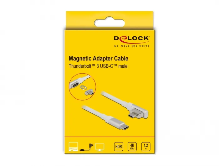 Delock Magnetic Thunderbolt 3 USB-C Cable 4K 60 Hz male to male angl