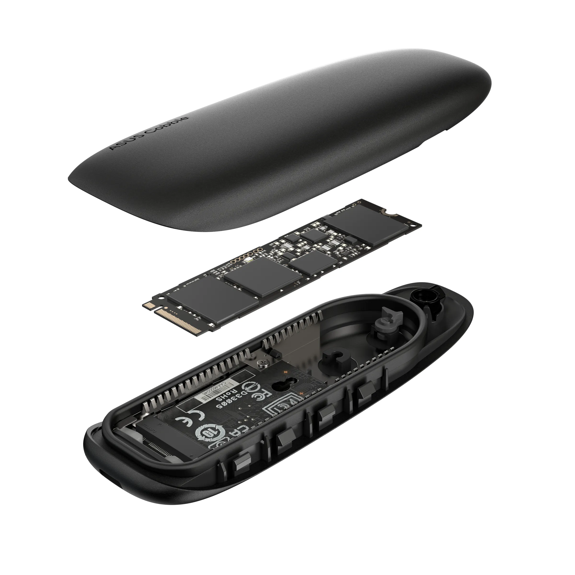 ASUS COBBLE SSD Enclosure Black - USB 3.2 Gen 2x1 Type-C (10Gbps) IP55 NVMe 2280/2260/2242