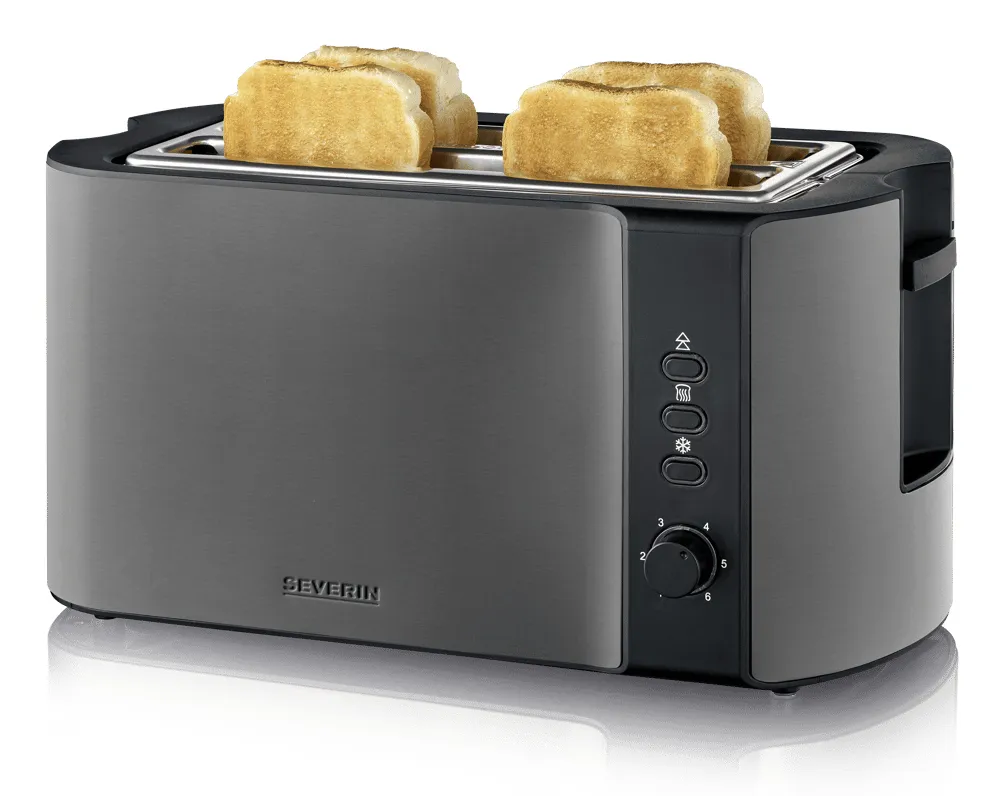 Severin AT9341 toaster, 4 slices, Dark Inox