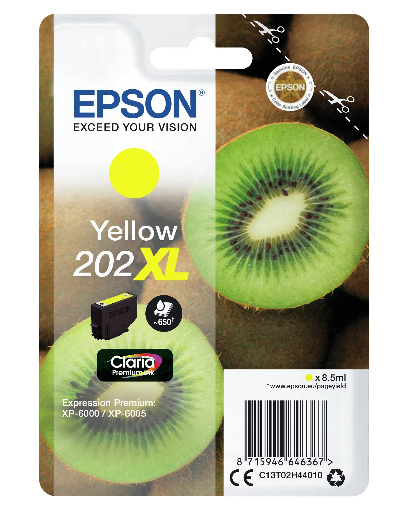 Epson 202XL-mustekasetti, 8.5 ml, keltainen