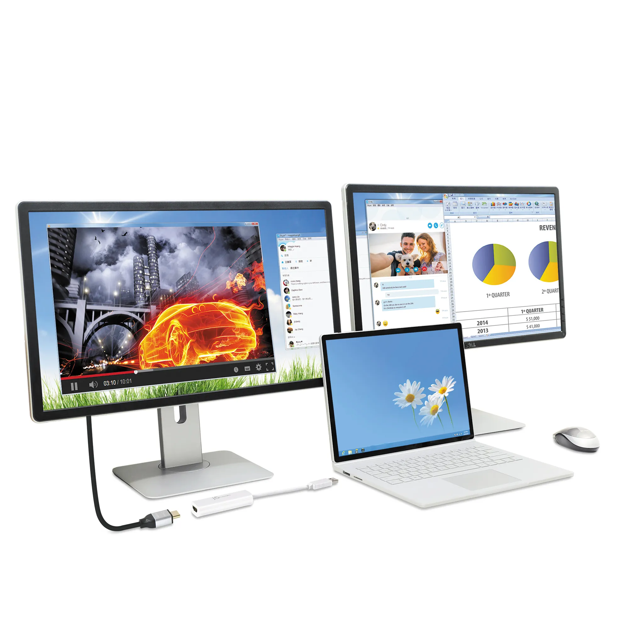 J5 Create USB to HDMI Multi-Monitor Adapter - adapter, White