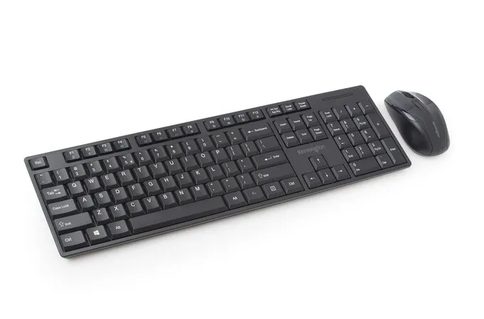 Kensington Pro Fit Low-Profile Desktop Set - N&auml;pp&auml;imist&ouml;- ja hiiri -pakkaus - langaton - 2.4 GHz - espanja - musta