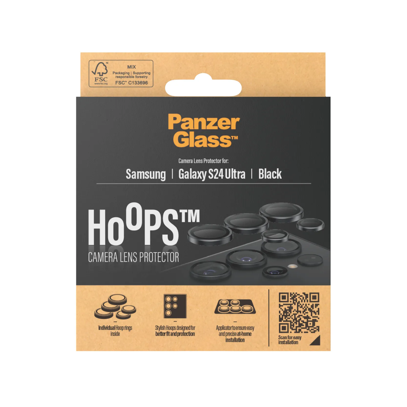 PanzerGlass Hoops Galaxy S24 Ultra Camera Lens Protector, Black