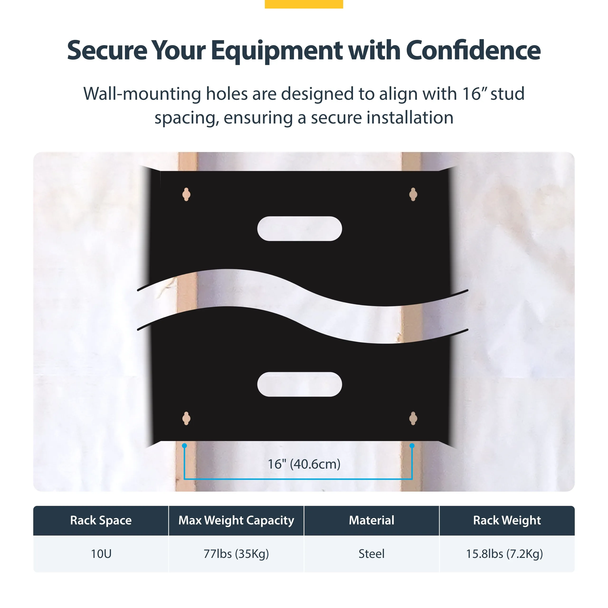 STARTECH.COM 10U Wall Mount Rack 14inch Deep 19inch Network Rack for Patch Panel/Network Equipment 77lb 35kg Weight Capacity