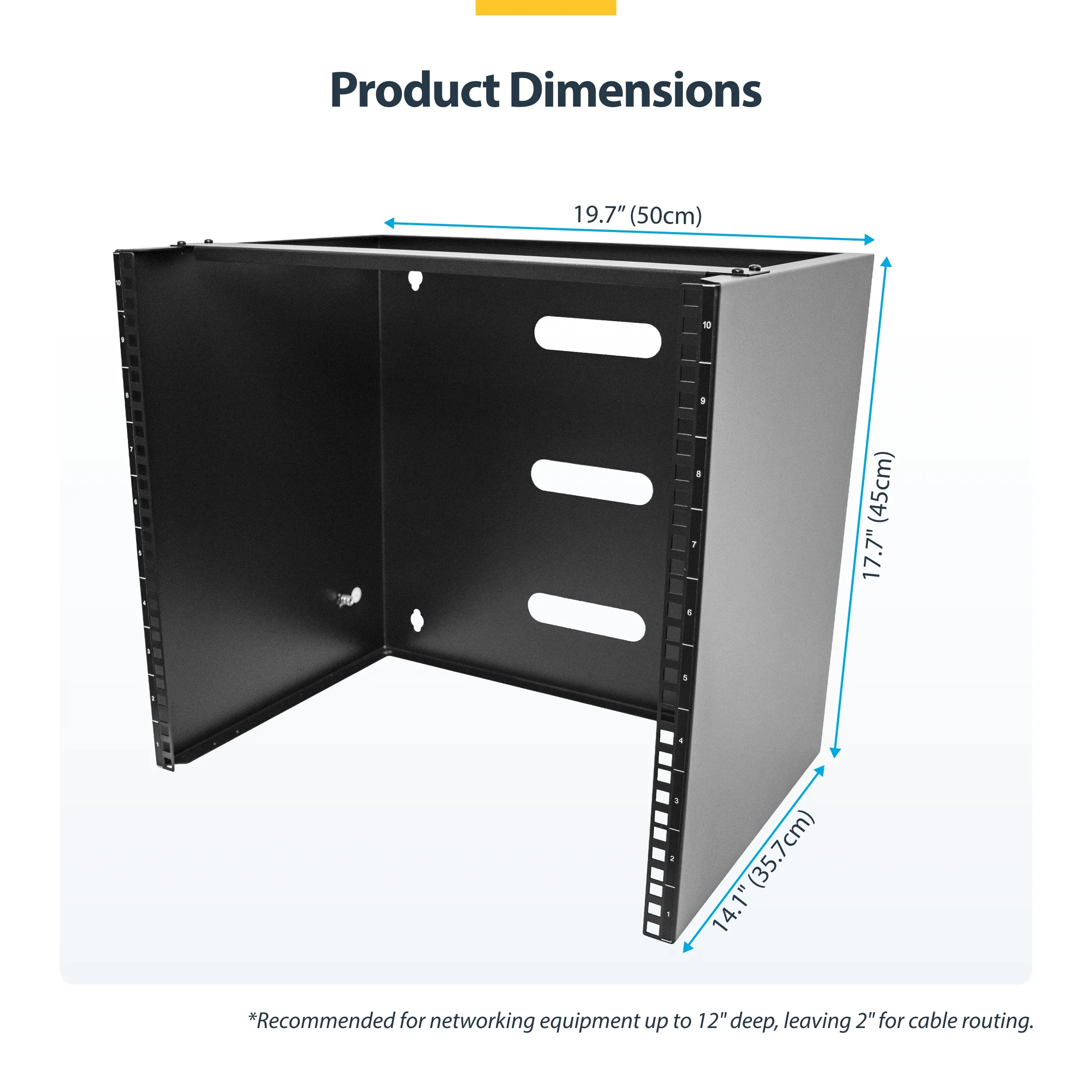STARTECH.COM 10U Wall Mount Rack 14inch Deep 19inch Network Rack for Patch Panel/Network Equipment 77lb 35kg Weight Capacity