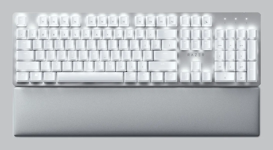 Razer Pro Type Ultra tr&aring;dl&ouml;st mekaniskt ergonomiskt tangentbord, Razer Yellow, vit