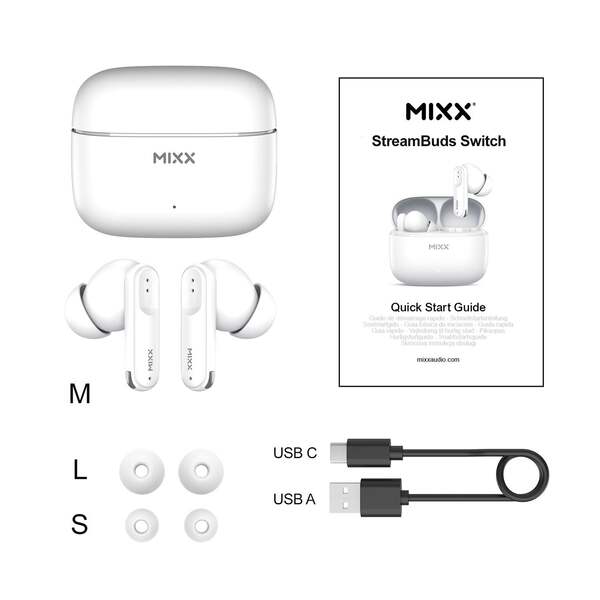MIXX StreamBuds Switch S7 Wireless Earbuds, White