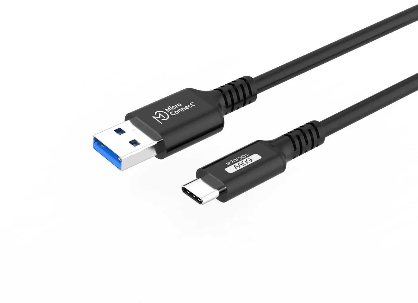 MicroConnect Premium USB-C to USB-A cable, 60W, 10Gbps, USB 3.2 Gen 2, 0.25m, Black