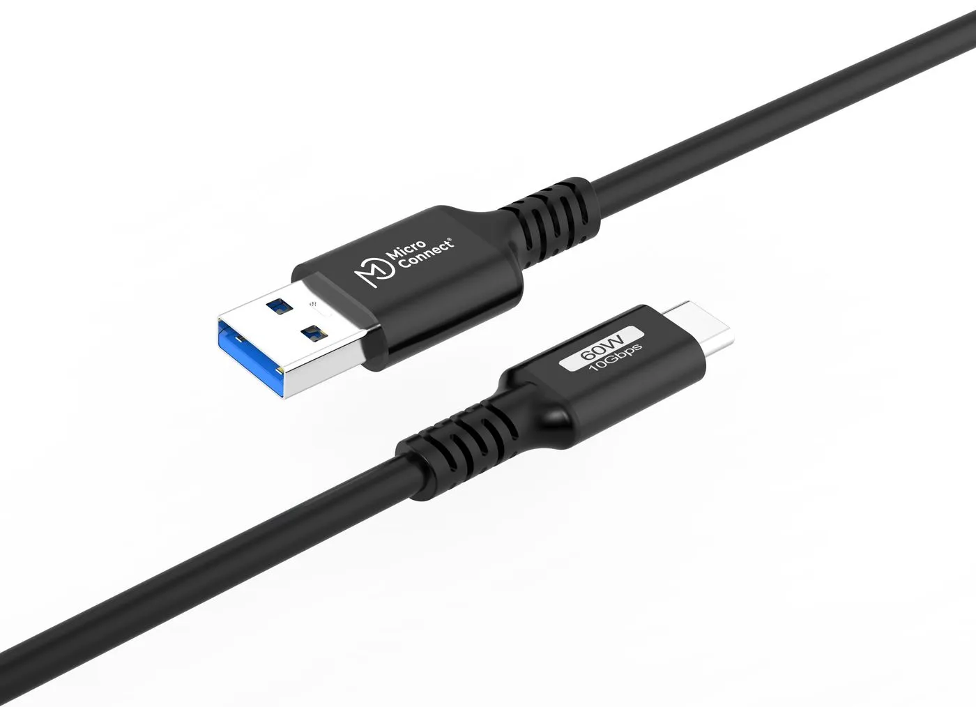 MicroConnect Premium USB-C to USB-A cable, 60W, 10Gbps, USB 3.2 Gen 2, 0.25m, Black